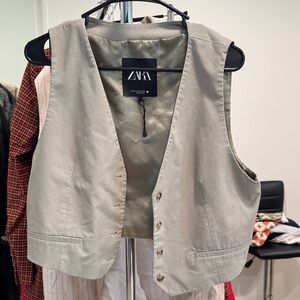 Zara Light Tan Buttoned Vest